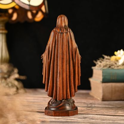 BGCOPPER - Estatua de madera de Virgen María, adorno de figura virgen católica, regalo religioso para decoración del hogar, Navidad, 8.6 pulgadas