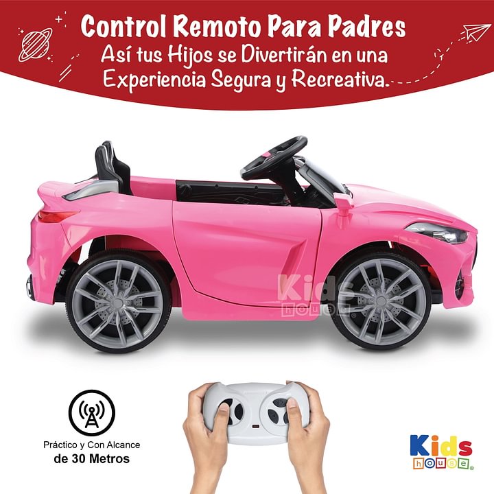 Kids House Carro Montable para Niños DASH, con Luz, Música USB MP3, Educación Temprana, Batería Dual 6V, Diseño Compacto y Seguro
