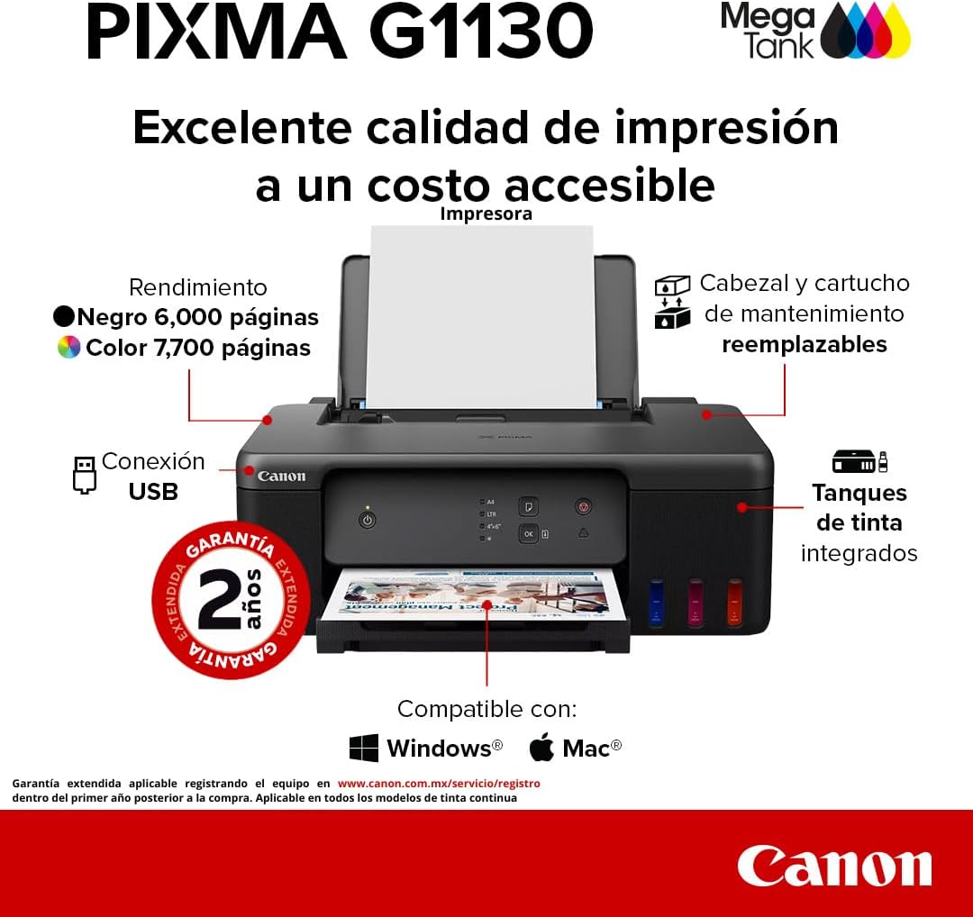 Canon Impresora Multifuncional Inalámbrica MegaTank G4170