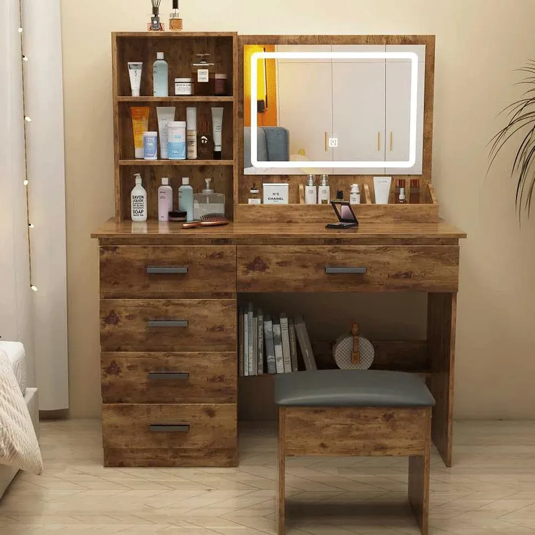 Tocador,Tocador de Maquillaje con Luces de Espejo, Vanity Tocador con
