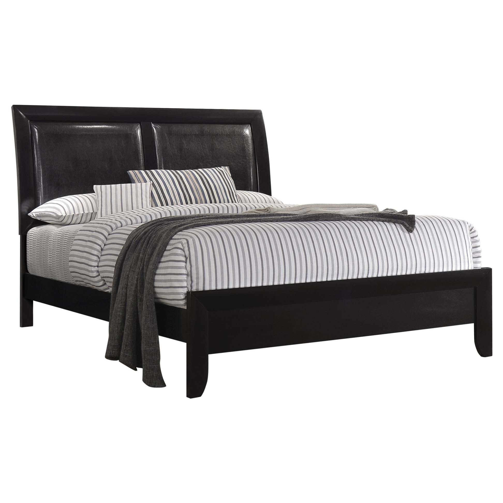 CAROLINE Eastern King Upholstered Panel Bed Black
