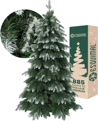 ESQUIMAL Árbol de Navidad Escarchado Follaje Mixto, Pino Navideño con Nieve Artificial (Verde Puntas Nevadas, 1.80 m)