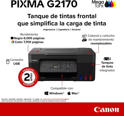Canon Impresora Multifuncional Inalámbrica MegaTank G4170