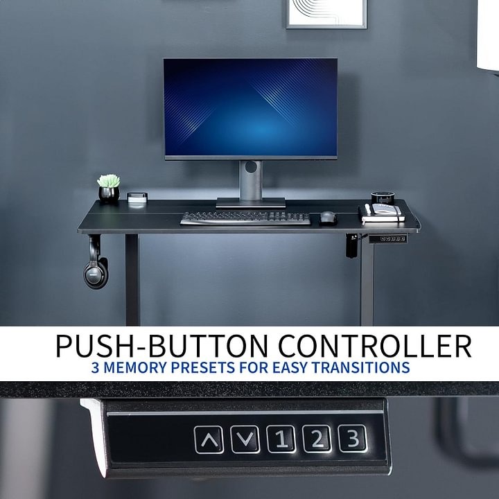 Vivo Escritorio eléctrico de 140cm x 61cm para Estar de pie, estación de Trabajo Completa para el hogar y la Oficina con Altura Ajustable, Controlador de Memoria, Negro, DESK-E155TB