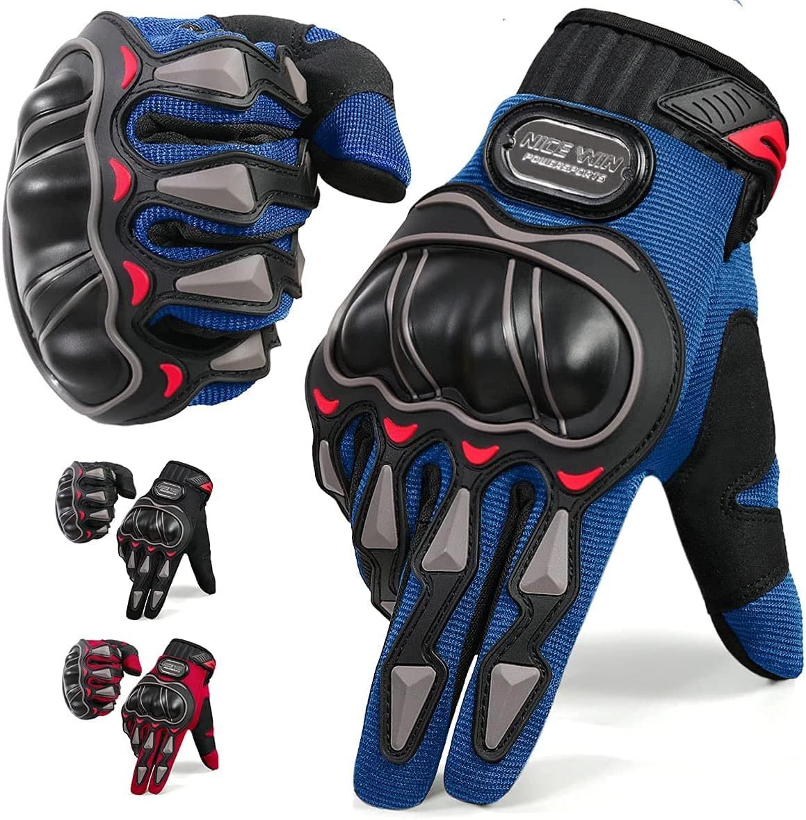 NICEWIN Guantes de motocicleta para hombres y mujeres, Guantes de moto de cross de montaña de verano con pantalla táctil, Guantes de todoterreno con dedos completos Carreras de carretera, Ciclismo, Escalada Motocross
