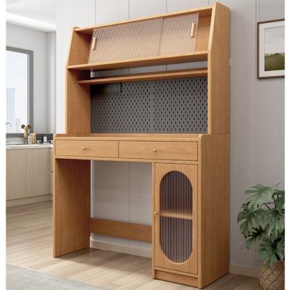 Gabinete de cocina con mesa de comedor de doble hoja abatible y 4 sillas plegables