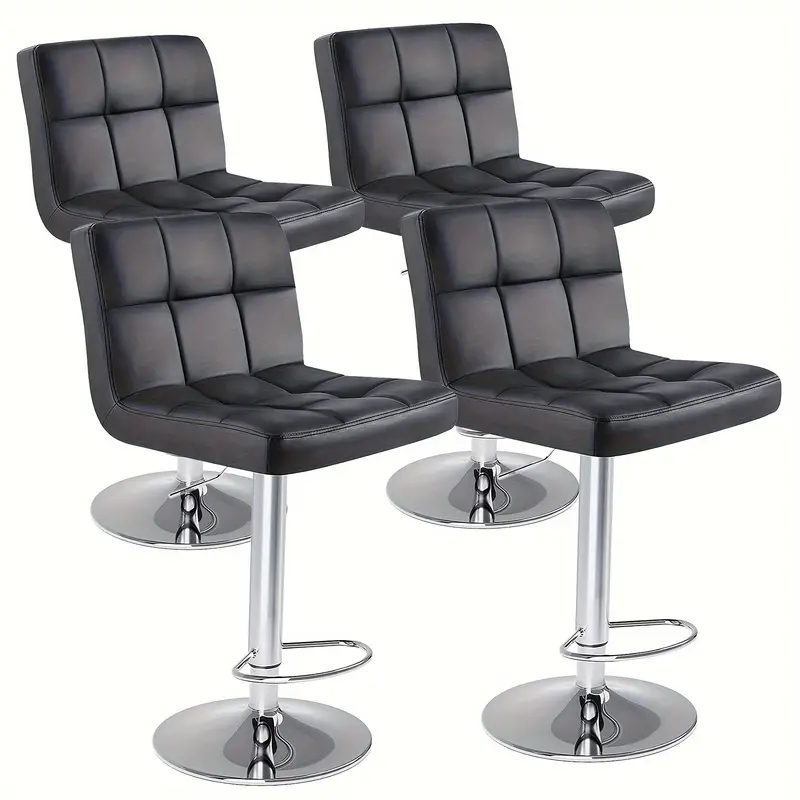 Set de 4 Taburetes de Bar Giratorios Premium - Cómodo Cuero PU, Altura de Mostrador, Diseño Moderno, Ajustables y Ergonómicos - Duraderos, Estables, Montaje Rápido