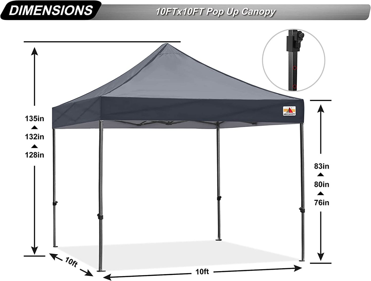 ABCCANOPY Kingkong-Series - Juego de Dosel instantáneo Comercial de 10 x 10 pies (Incluye Bolsa de Transporte de 30 Colores), Azul (Sky Blue)