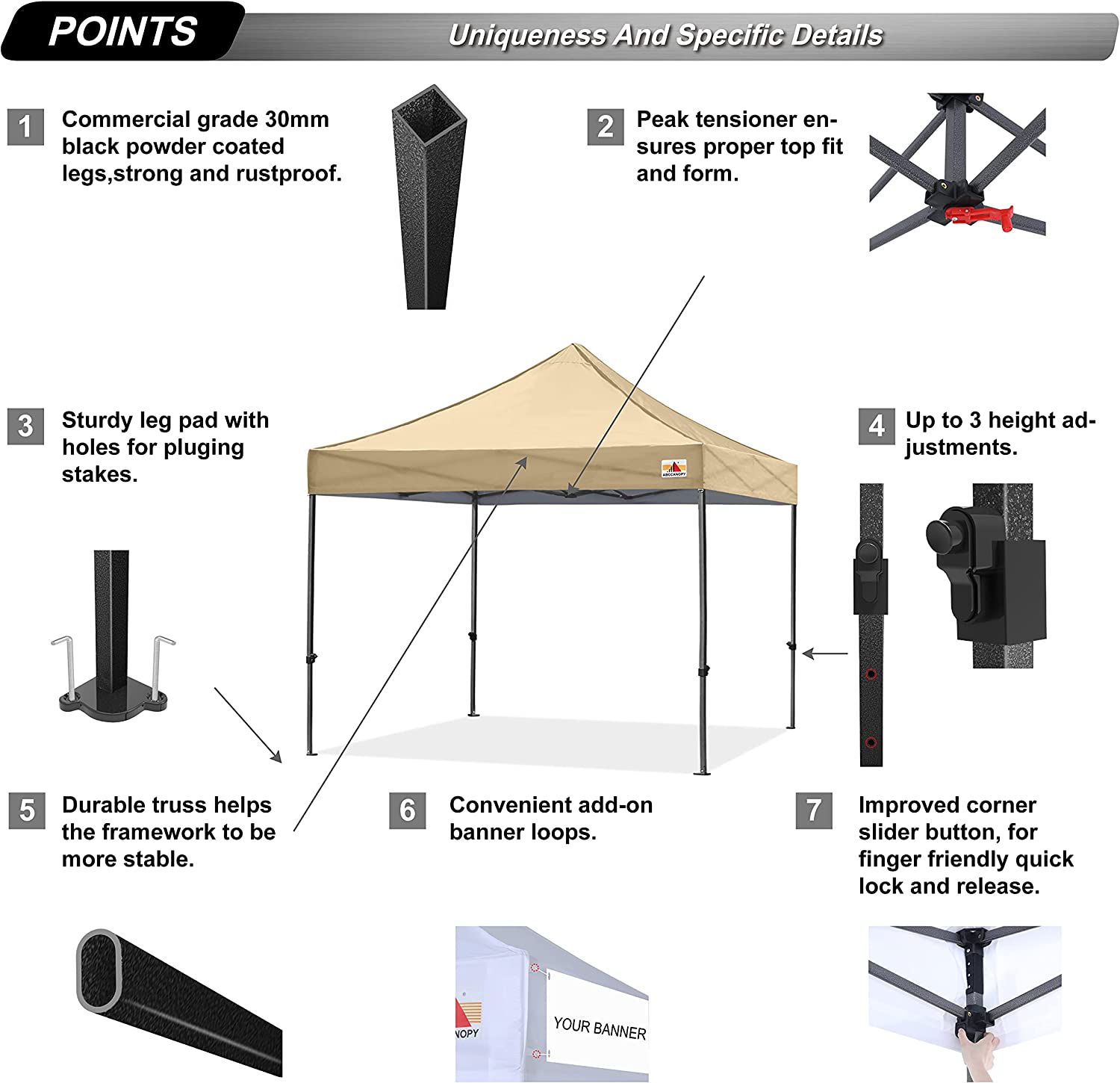 ABCCANOPY Kingkong-Series - Juego de Dosel instantáneo Comercial de 10 x 10 pies (Incluye Bolsa de Transporte de 30 Colores), Azul (Sky Blue)