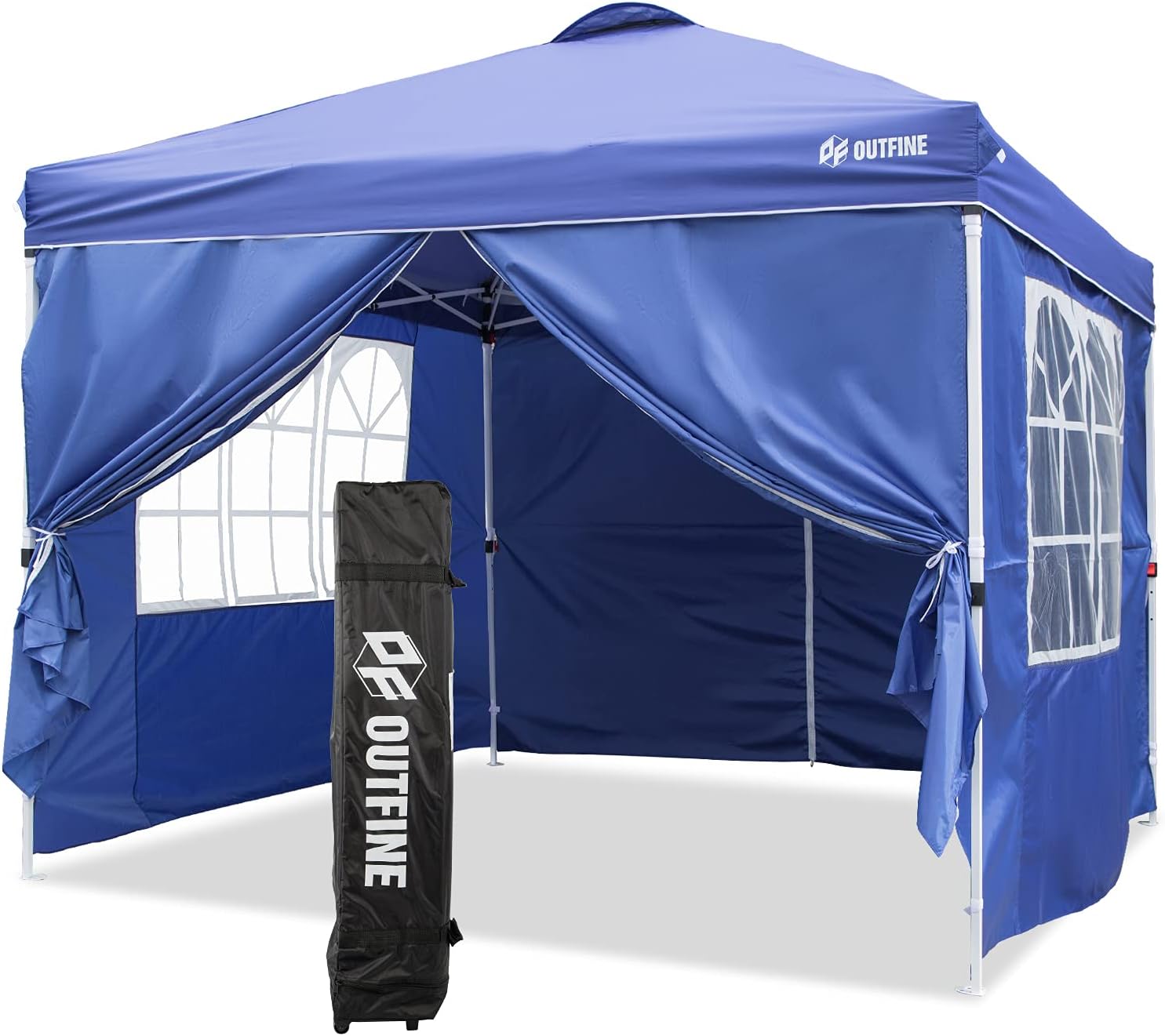 OUTFINE - Toldo desplegable de 10 x 10 pies, para cenador instantáneo, totalmente impermeable, toldos para fiestas al aire última intervensión con 4 paredes laterales extraíbles, estacas x 8, cuerdas x 4 (negro, 10 x 10 pies)