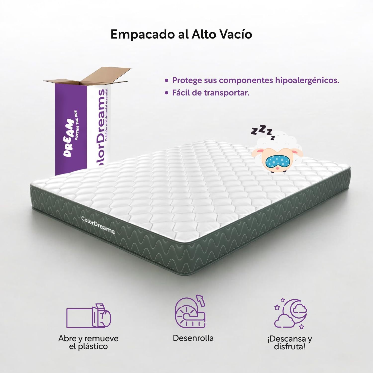 COLORDREAMS | Colchón en Caja Matrimonial Essential Memory Foam – 135x190x18 cm – 5 Capas De Espuma de Alta Densidad y Tela – Firmeza Media – Hipoalergénico