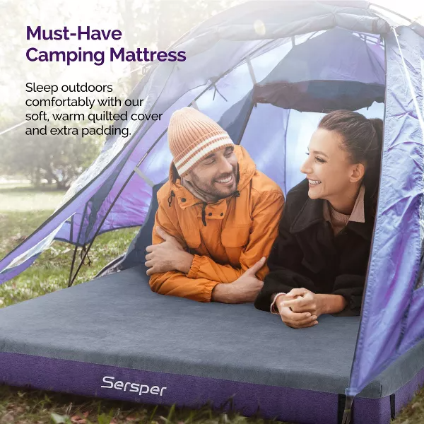 Sersper Colchón de exterior de 4 pulgadas con bolsillo lateral,Impermeable,Portátil,Plegable