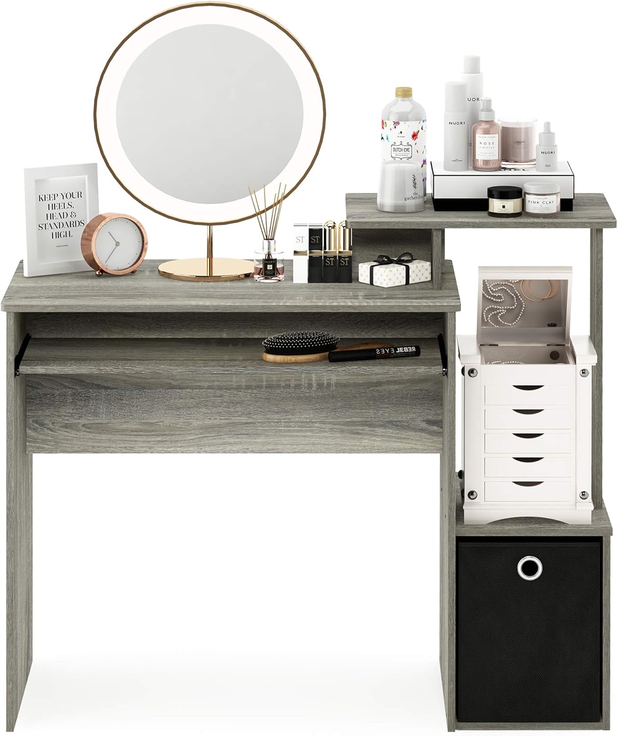 Furinno Econ - computadora Multiusos para computadora de Oficina en casa, Color Gris Roble francés