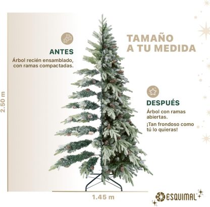 ESQUIMAL Árbol de Navidad Escarchado Follaje Mixto, Pino Navideño con Nieve Artificial (Verde Puntas Nevadas, 1.80 m)