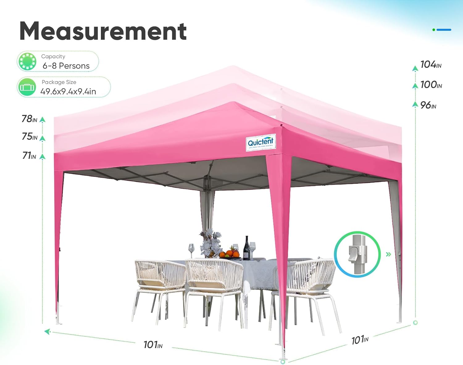 Quictent - Tienda de campaña desplegable de privacidad de 10 x 10 pulgadas con paredes laterales y ventanas ventiladas enrollables, configuración para una persona, fácil refugio para eventos