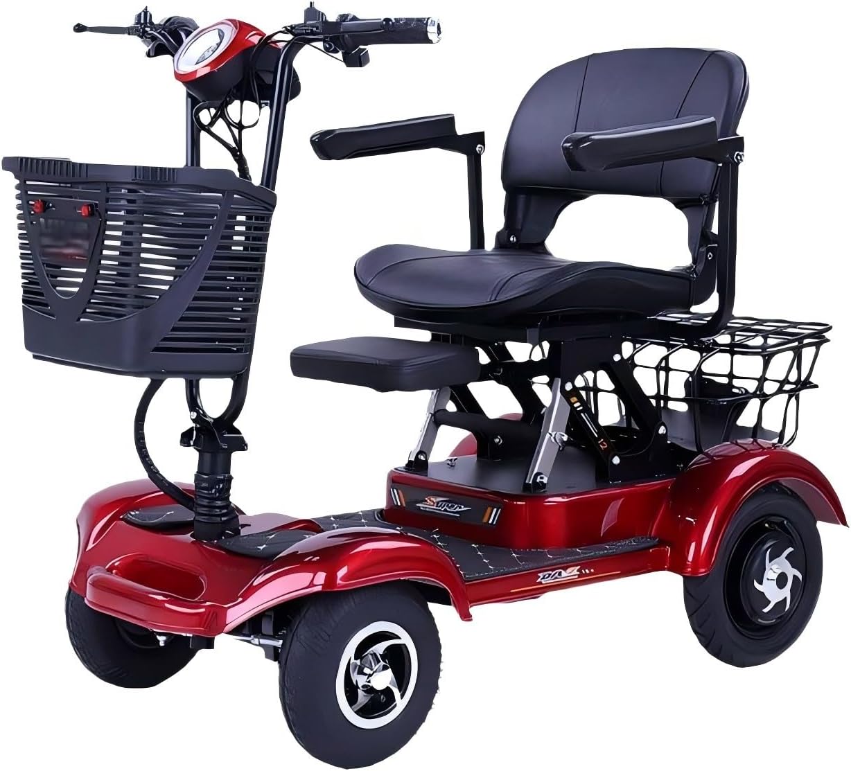 Scooters Eléctricos de 4 Ruedas,Silla de Ruedas Eléctrica Móvil para Adultos Mayores Scooters Eléctricos Plegables de 380W para Adultos Mayores,48v20ah Carga: 200kg(440lb) Autonomía hasta 25 Millas (Azul /Motor doble)