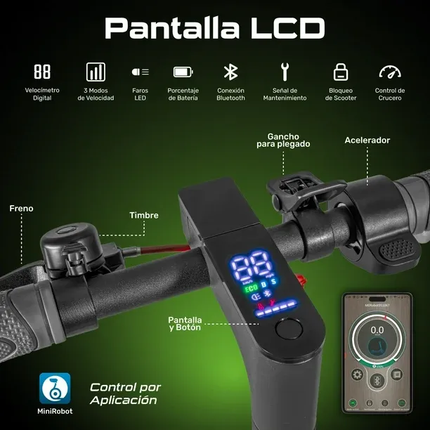 Scooter Eléctrico Monopatin Plegable E-Be 30km Luz Led 350w Blanco