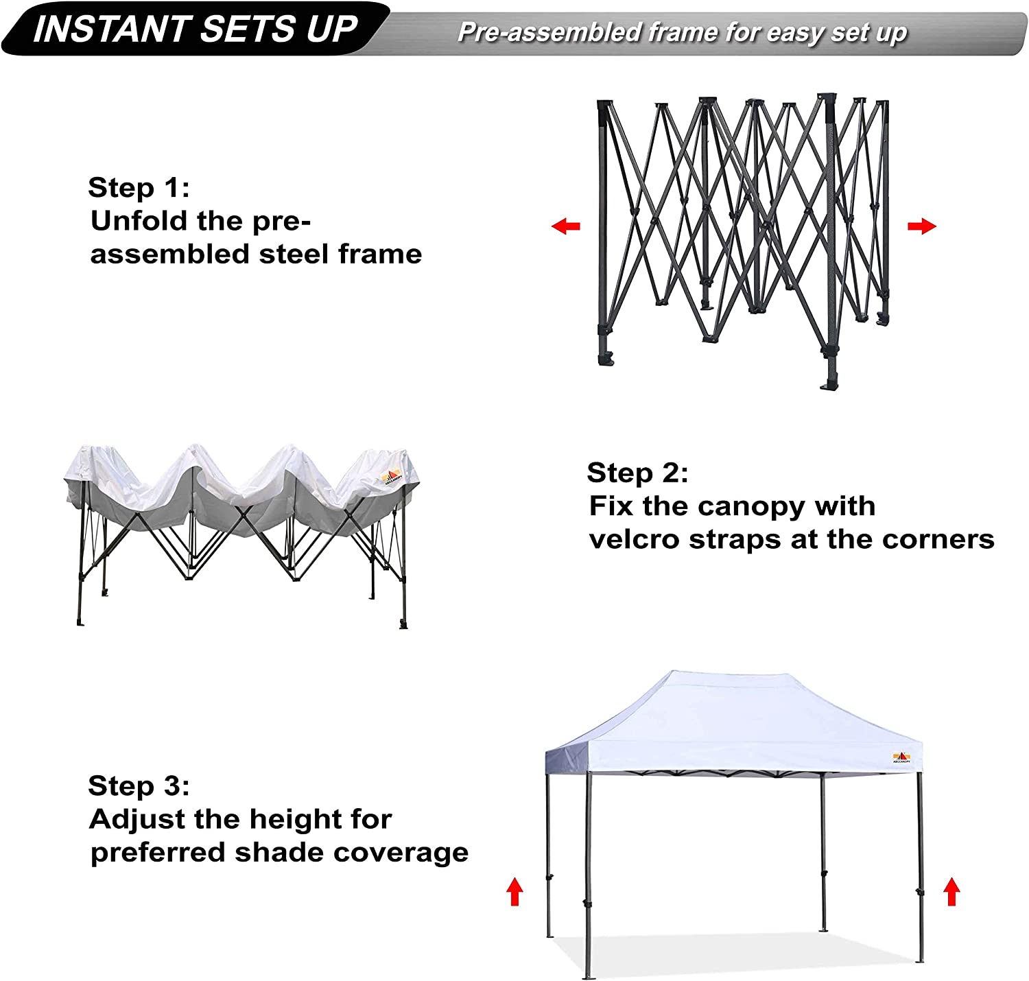 ABCCANOPY Kingkong-Series - Juego de Dosel instantáneo Comercial de 10 x 10 pies (Incluye Bolsa de Transporte de 30 Colores), Azul (Sky Blue)