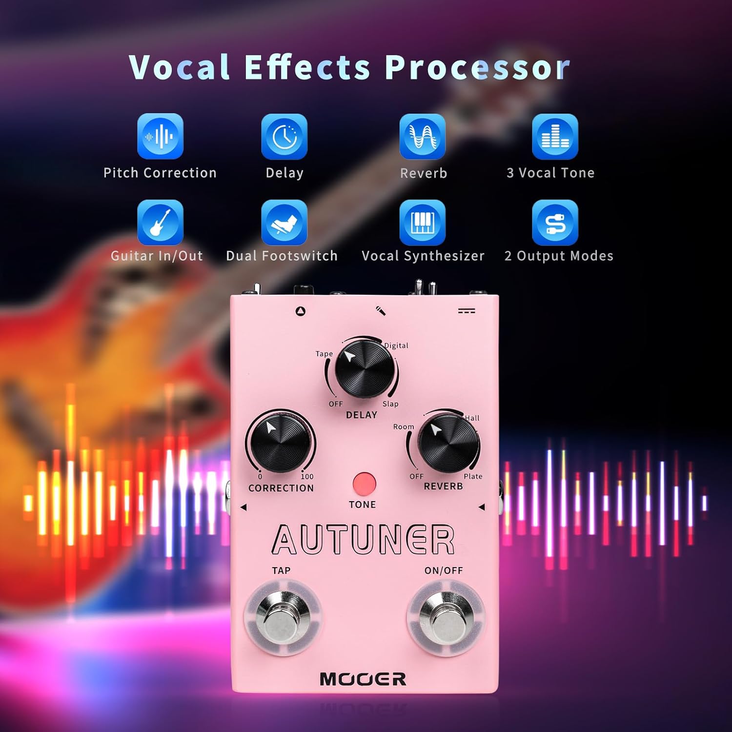 MOOER Harmonier - Procesador de efectos vocales para guitarra, pedal vocal, micrófono para grabación de transmisión en vivo (MVP2)
