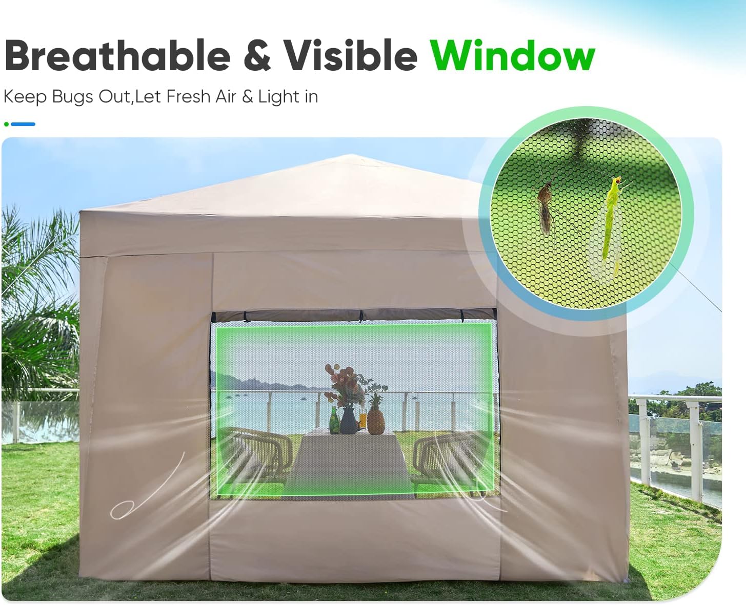 Quictent - Tienda de campaña desplegable de privacidad de 10 x 10 pulgadas con paredes laterales y ventanas ventiladas enrollables, configuración para una persona, fácil refugio para eventos