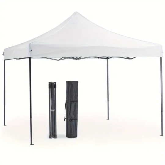Carpa con dosel, refugio portátil emergente para exteriores de 10 x 10 pies, fácil cierre central de 1 empuje, protección UV y bolsa de transporte.