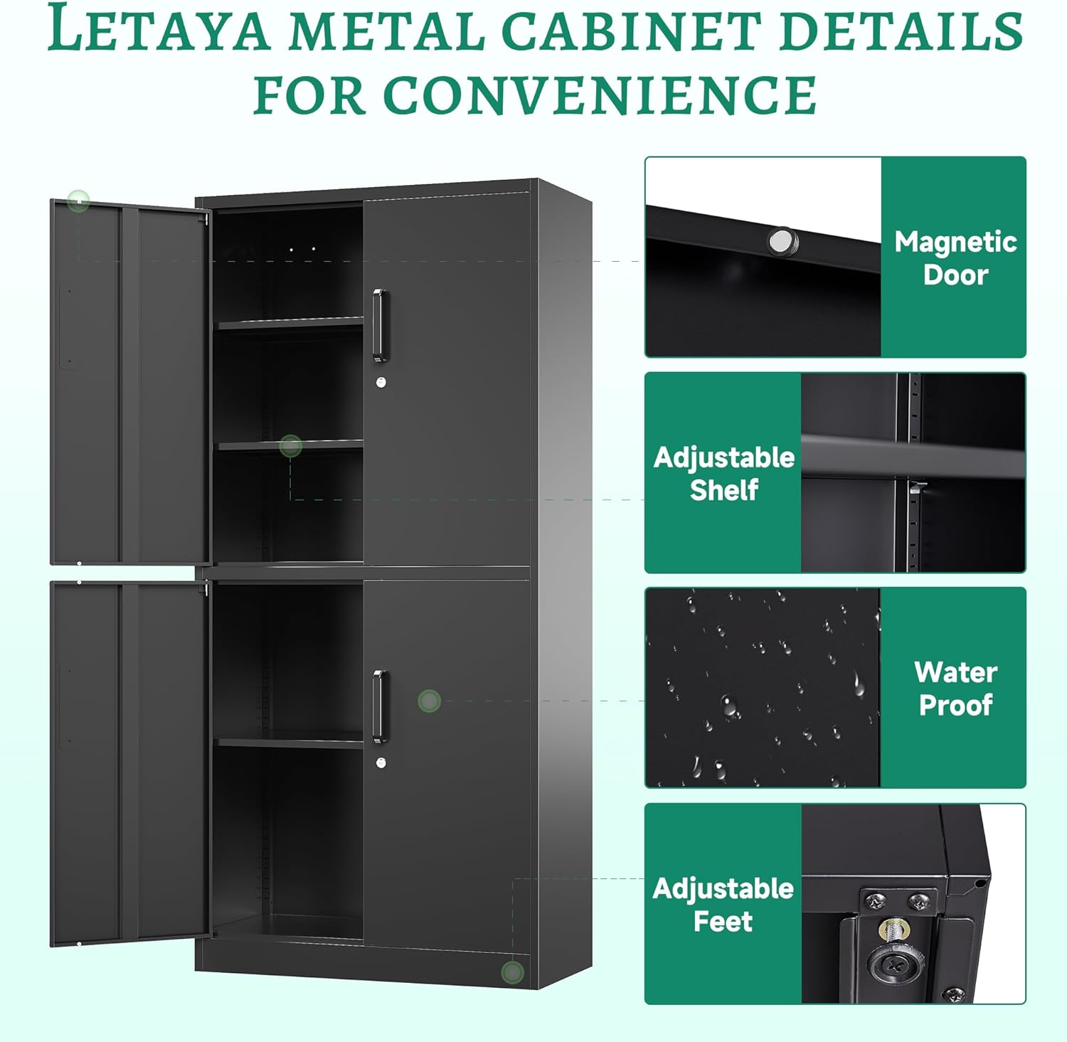 Letaya - Armarios de almacenamiento de metal, 72 pulgadas, clóset de acero con puerta de bloqueo para oficina, hogar, escuela, gimnasio, departamento de bomberos, hotel (color de grano de madera)