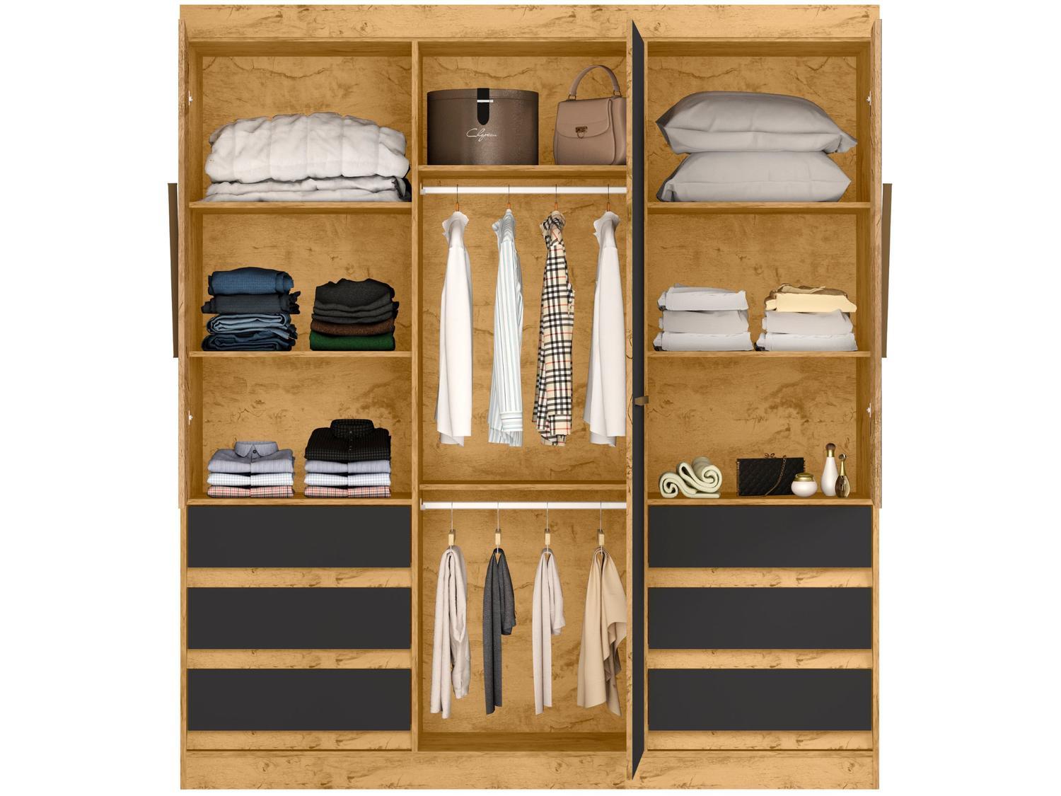 Armario Doble con Espejo 3 Puertas 6 Cajones Araplac Maiami