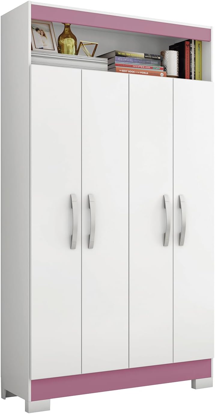 Skal Living Armario Multifuncional 4 Puertas Blanco/Rosa NT4040-BL