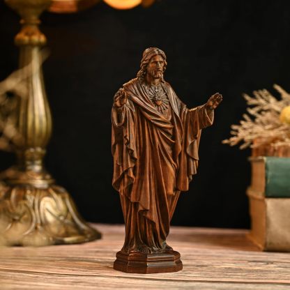 BGCOPPER - Estatua de madera de Virgen María, adorno de figura virgen católica, regalo religioso para decoración del hogar, Navidad, 8.6 pulgadas
