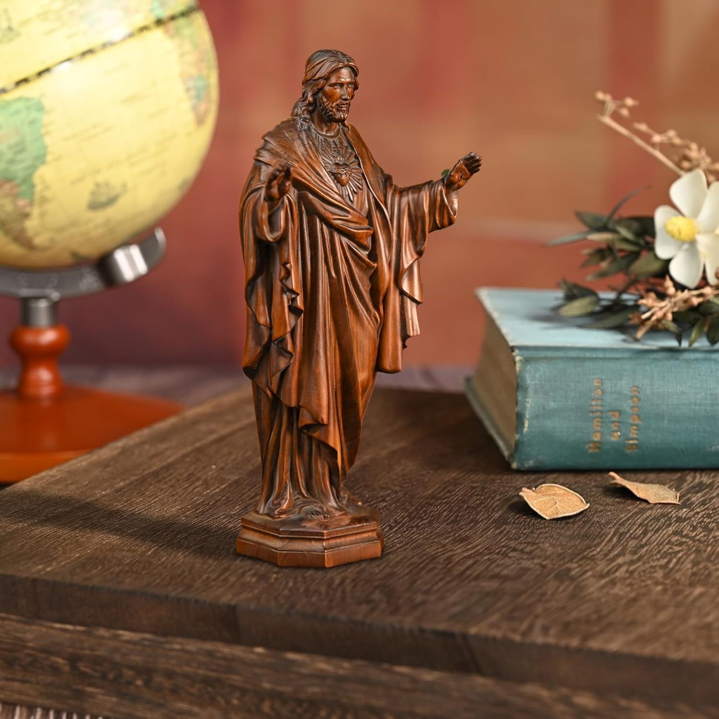 BGCOPPER - Estatua de madera de Virgen María, adorno de figura virgen católica, regalo religioso para decoración del hogar, Navidad, 8.6 pulgadas
