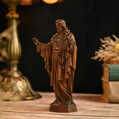 BGCOPPER - Estatua de madera de Virgen María, adorno de figura virgen católica, regalo religioso para decoración del hogar, Navidad, 8.6 pulgadas