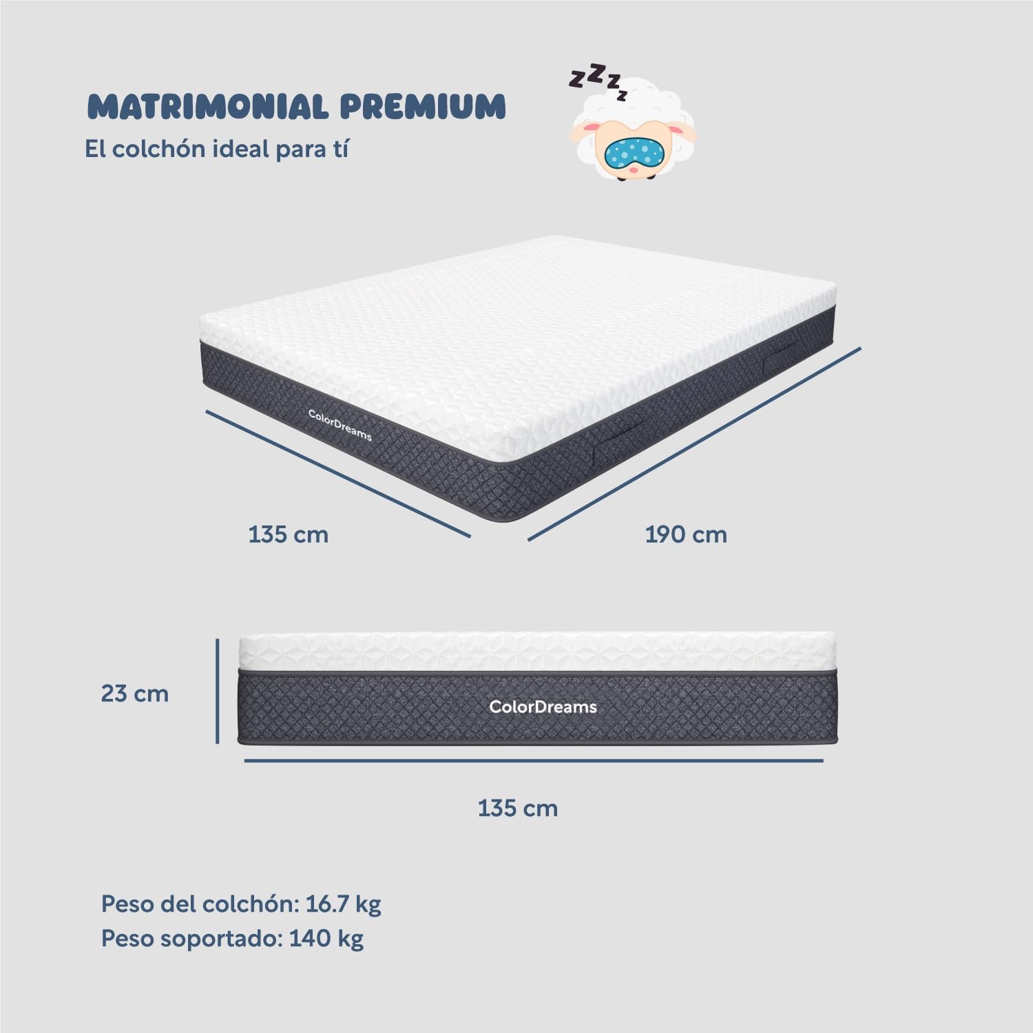 COLORDREAMS | Colchón en Caja Individual Memory – 100x190x23 cm - 6 Capas de Espuma de Alta Densidad – Manijas Reforzadas – Firmeza Justa – Hipoalergénico