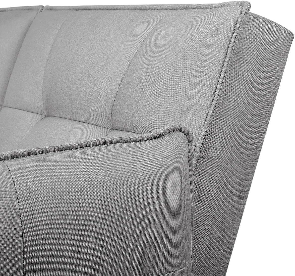 Yaheetech Sofá Cama Convertible Moderno futón sofás, Cama Plegable y Abajo, Tela de Lino reclinable para Sala de Estar, Color Gris