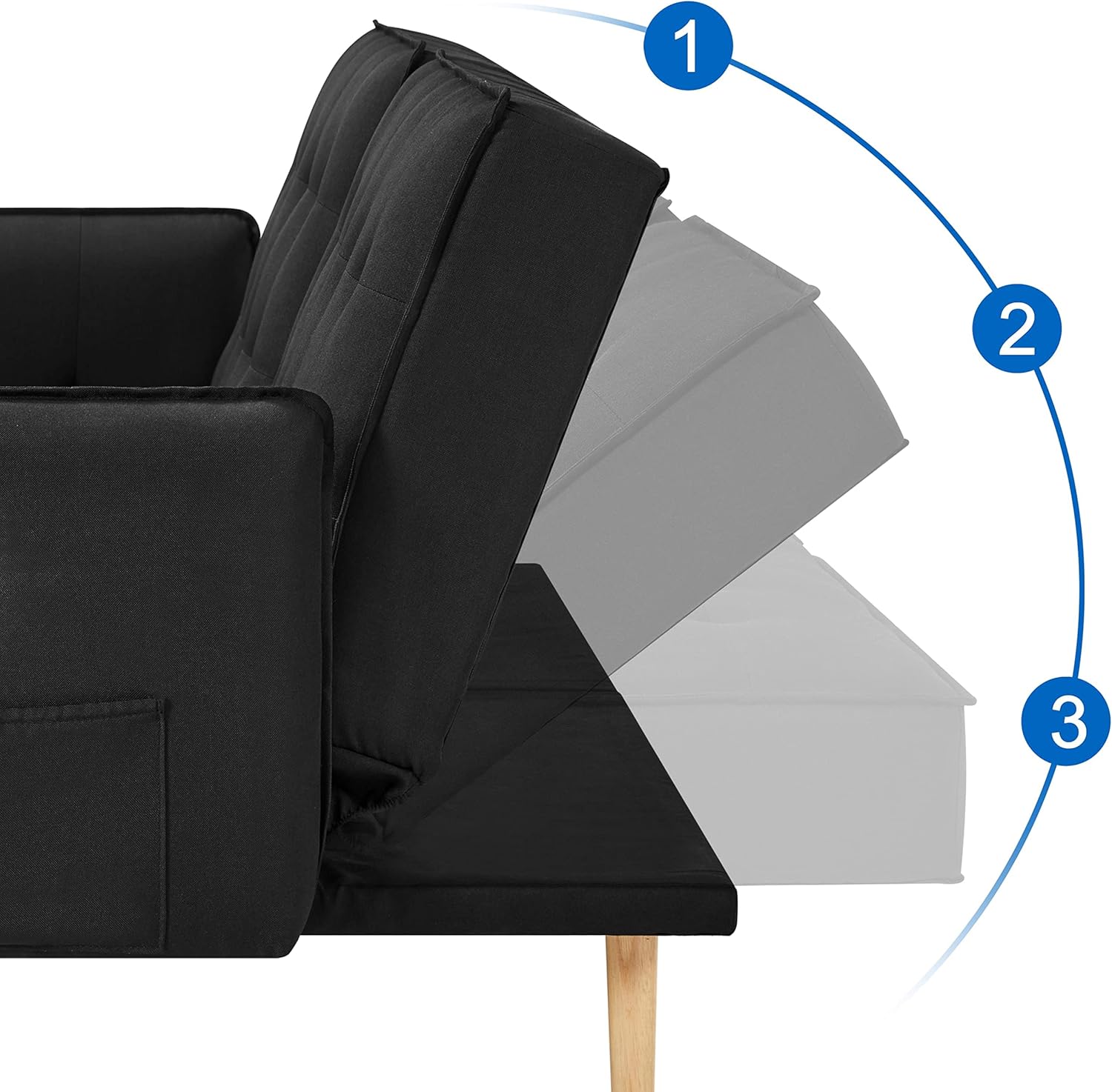 Yaheetech Sofá Cama Convertible Moderno futón sofás, Cama Plegable y Abajo, Tela de Lino reclinable para Sala de Estar, Color Gris