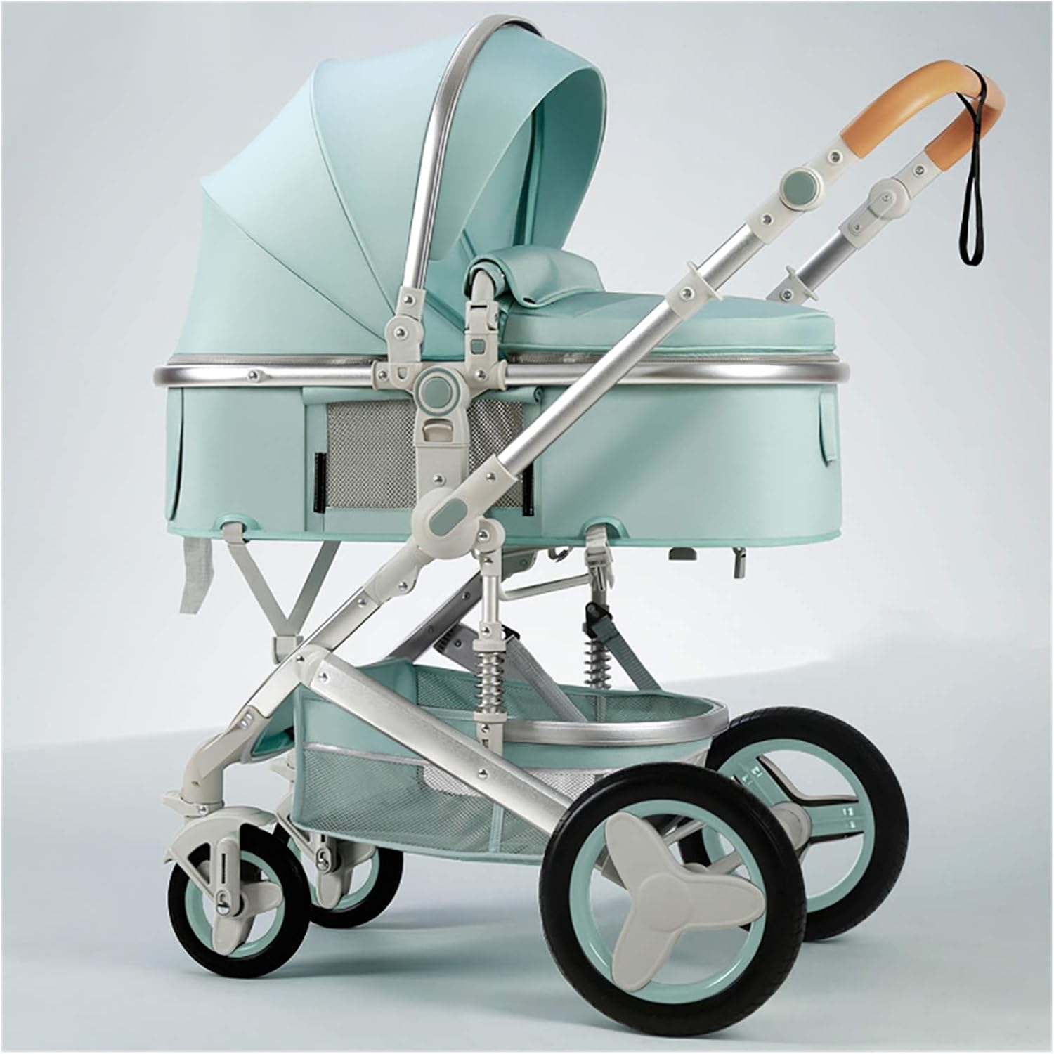 NOVANGUA Carriola para Bebé con Diseño de Amplia Vista, Llantas de Caucho a Prueba de Explosiones, Sistema de Amortiguadores Atenuantes, Asiento con Dirección Ajustable, Reclinable Multi Posición, Toldo Protector Solar, Ventana de Ventilación, Estructura