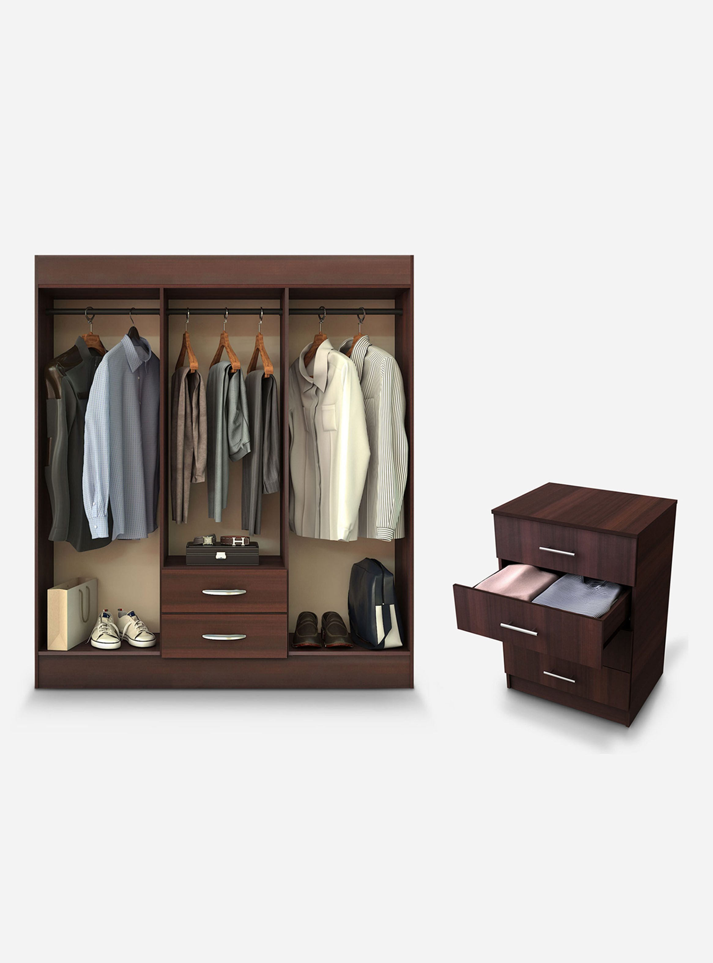 Set Muebles Dormitorio Clóset Trancura + Cómoda Fénix