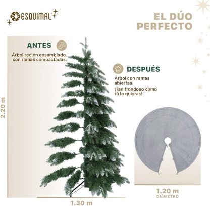 ESQUIMAL Árbol de Navidad Escarchado Follaje Mixto, Pino Navideño con Nieve Artificial (Verde Puntas Nevadas, 1.80 m)