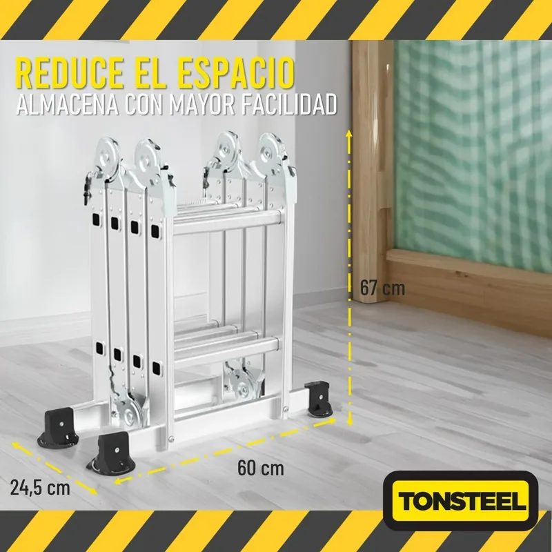 Escalera Multiuso Aluminio 2,4 Mts Plegable Resistente 3en1