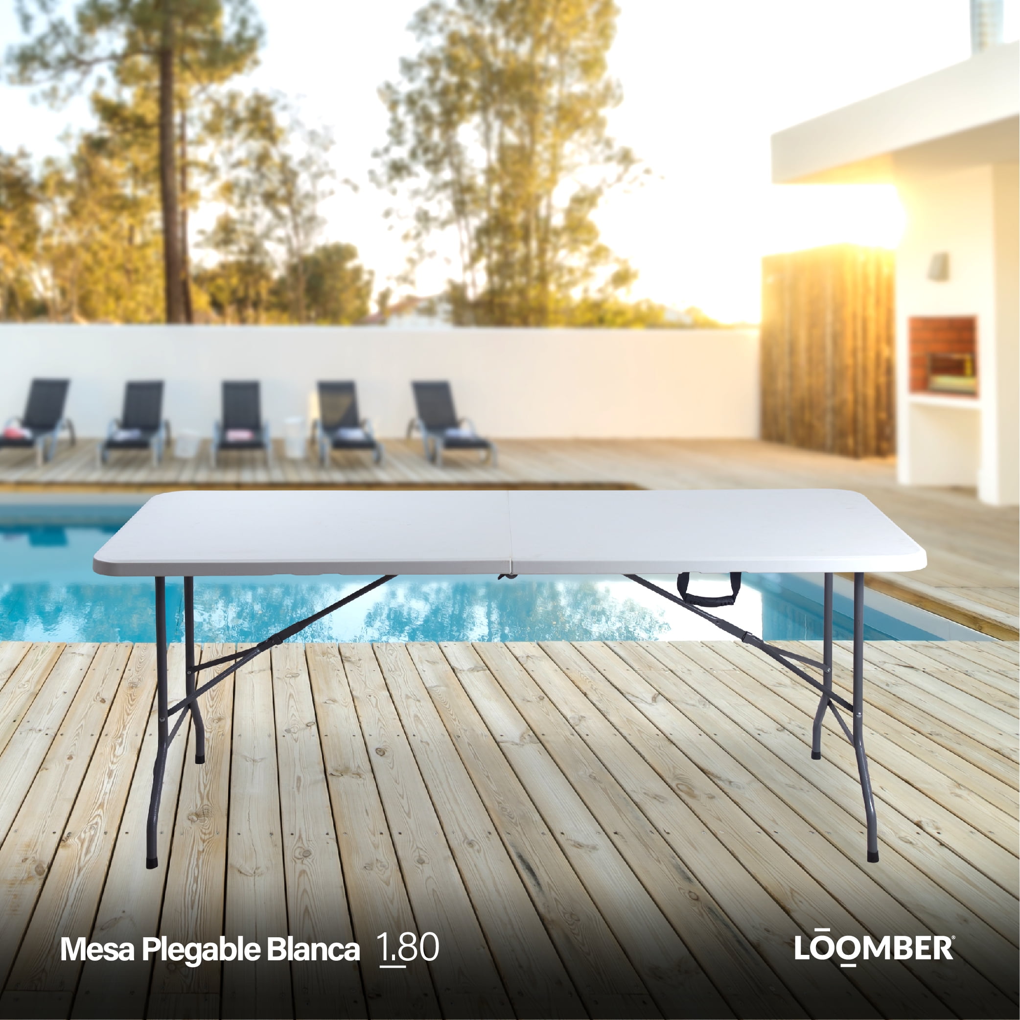 Combo de 2 Mesas Plegables Blancas 180 (Siena)