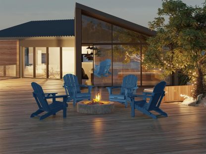 MUCHENGHY Sillas plegables Adirondack, sillas de patio, sillas para hogueras, sillas de exterior, sillas Adirondack de plástico, sillas de césped resistentes a la intemperie con portavasos para terraza, patio trasero, jardín (negro)