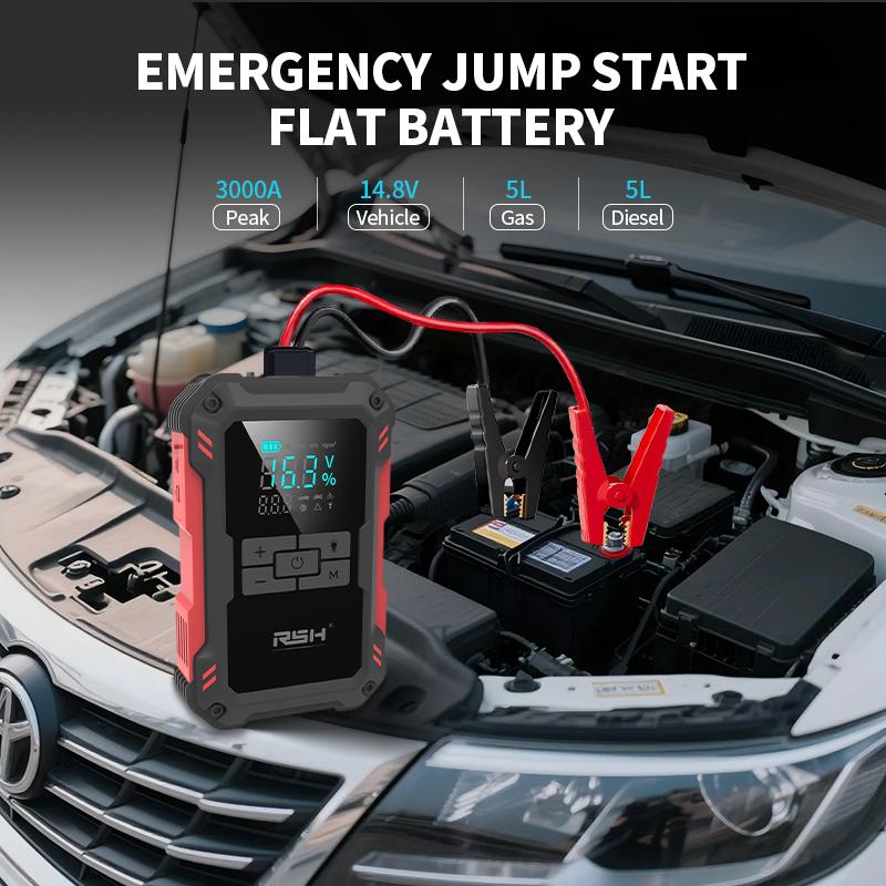 Arrancador de batería ultraseguro de 15000 mAh: Arranca vehículos con batería de 12 V. Incluye compresor de aire de 150 PSI, carga rápida de 45 W, medidor de presión de neumáticos y luz LED. Incluye cables de arranque, manguera de aire, bolsa de almacenam