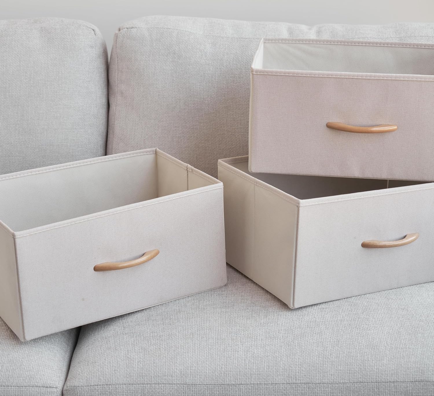 MU:4LIFE Cómoda De 5 Cajones Almacenamiento para Hogar Y Oficina, Organizador Cajonera De Estructura Metal y Cajones De Tela Lino Poliéster y Tela No Tejida (Gris Claro)