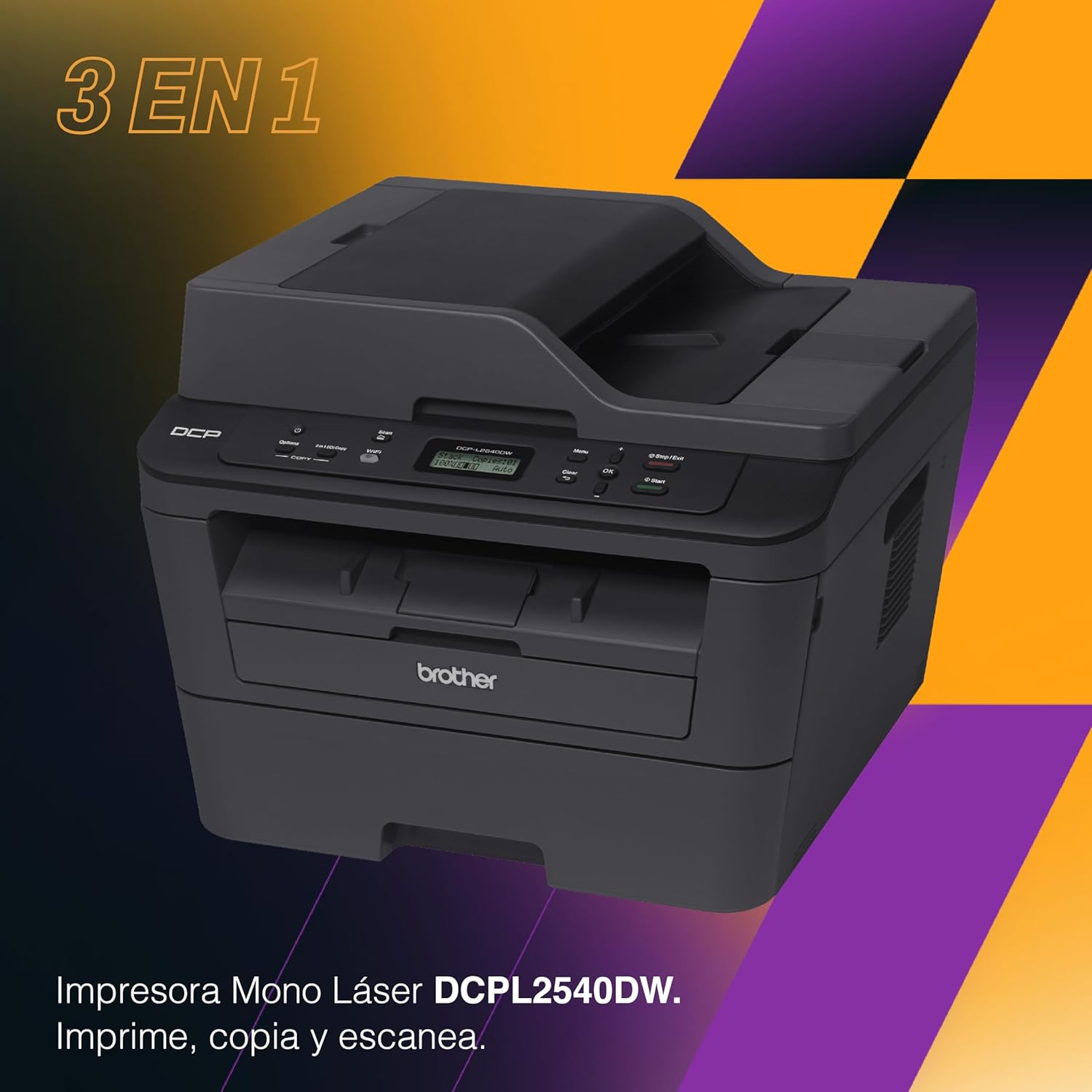 Brother Impresora Multifuncional Láser 3 en 1, DCPL2540DW| Impresión, Copiado y Escaneado| Multifunción, Impresión Dúplex, Conectividad Inalámbrica| Imprime 30 Págs. por Minuto