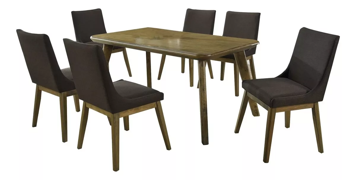 Comedor 6 Sillas Café Madera Glen Innovamuebles