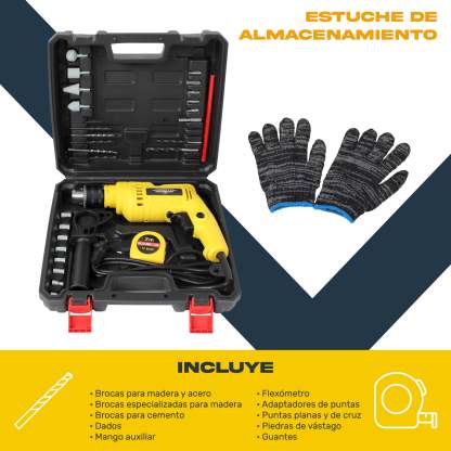 Taladro Rotomartillo Gutstark Home 1/2 710W 3000rpm Kit Herramientas 32pz