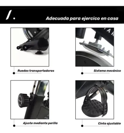 Ayara Bicicleta EstÃ¡tica Fija Spinning Fitness Cardio Bici01 Color Negro