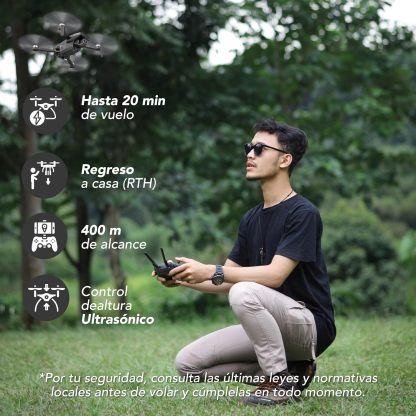 Binden - Drone Profesional B19 EIS, Cámara 2K, Sensor de Flujo Óptico, GPS, Barómetro, Quadcopter con Control Remoto, Funciones Inteligentes, 21 minutos de Vuelo - Gris Claro