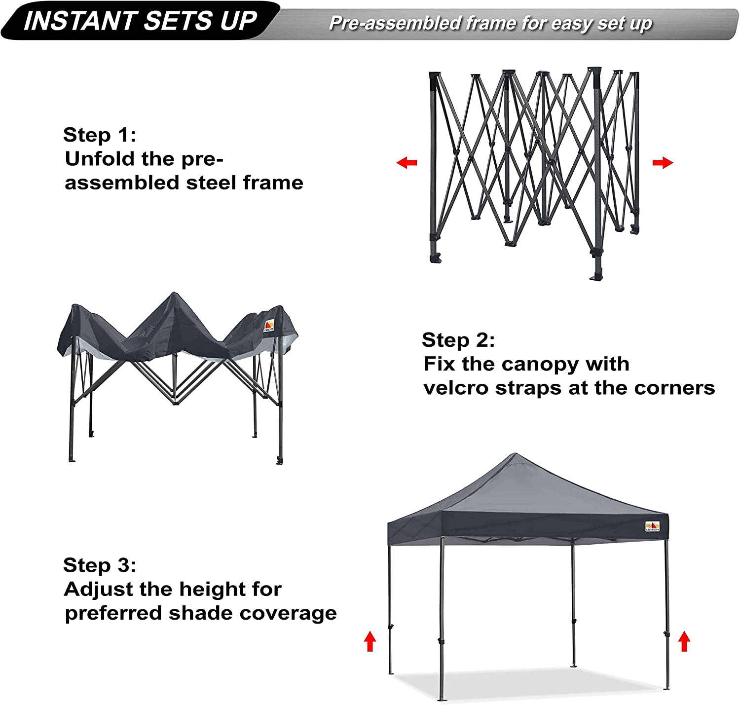 ABCCANOPY Kingkong-Series - Juego de Dosel instantáneo Comercial de 10 x 10 pies (Incluye Bolsa de Transporte de 30 Colores), Azul (Sky Blue)
