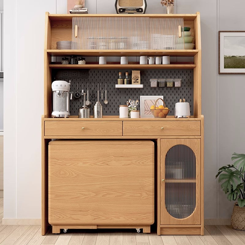 Gabinete de cocina con mesa de comedor de doble hoja abatible y 4 sillas plegables