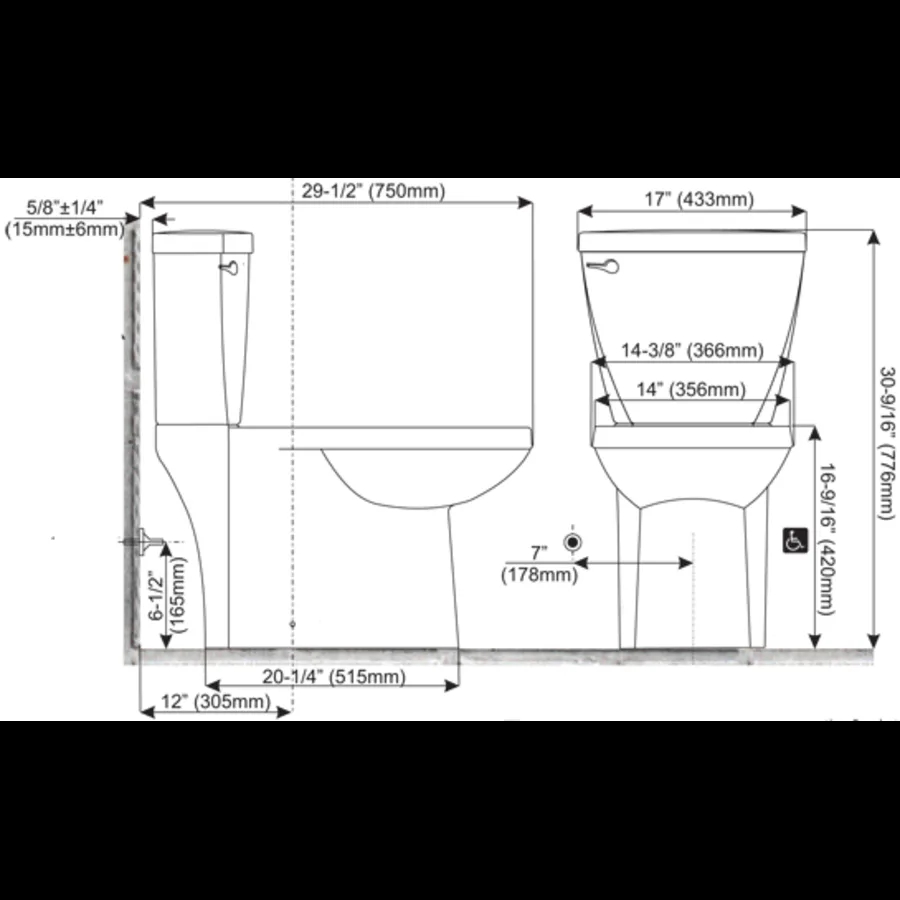 Miseno Bella Two-Piece High Efficiency Toilet with Elongated Chair Height Skirted Bowl - Includes Soft Close Seat and Wax Ring Kit